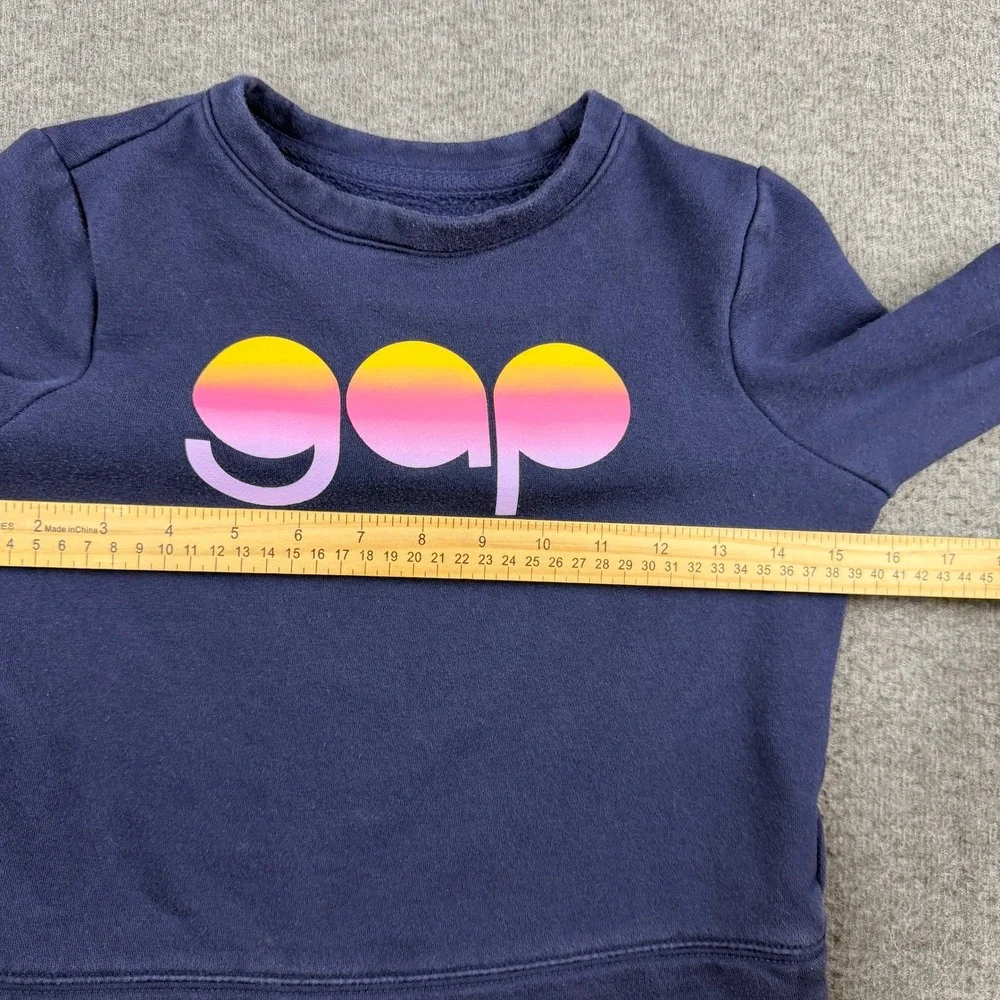 Gap Kids Navy Blue Sunset Gradient Logo Fleece Sweatshirt Size S 6-7‎ Pullover